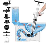 Déboucheur Toilette Air Comprimé avec 4 Têtes Remplaçables & Baromètre, Déboucheurs Pompe Canalisation WC, Ventouses Haute Pression pour Évier/Toilettes/Lavabo/Baignoire/Drain Sol/Cuisine