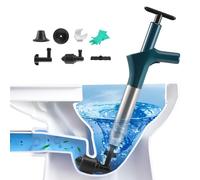 Deboucheur WC, Deboucheur Canalisation Haute Pression Débouche Toilette Air Comprimé avec 4 Différentes Ventouses Piston de Toilette pour Déboucher les Toilettes Baignoire Drain de sol Lavabo (Bleu)