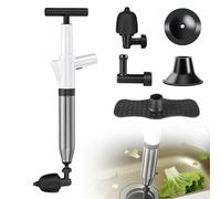 Déboucheur WC Haute Pression avec Manomètre, Pompe à Air Comprimé avec 4 Ventouses Interchangeables, Déboucheur Canalisation pour Toilettes, Évier, Douche et Cuisine