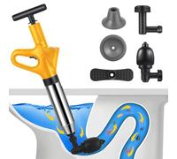 Deboucheur WC Puissant, Deboucheur Toilette Avec BaromèTre, Pompe Deboucheur Canalisation avec Quatre Ventouses,pour Lavabos, Siphons de Sol, Toilettes, Obstruction de Tuyaux (Gelb)