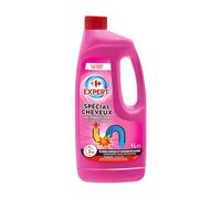 Débouchez vos canalisations en 5 minutes grâce au gel spécial cheveux CARREFOUR, bouteille de 1 L à la soude pour éliminer cheveux et graisses - Lot de 4