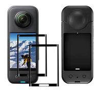 debous Coque en silicone avec bouchon d'objectif protecteur d'écran pour Insta360 X3 Housse souple anti-rayures en verre trempé [sans bulles]