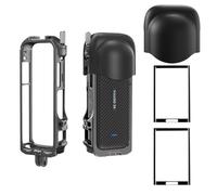 debous Insta 360 X4 Collier de fixation cage en aluminium avec capuchon d'objectif en silicone, protecteur d'écran pour appareil photo Insta360 X4 X 4, kit d'accessoires de caméra multi-usages, étui