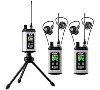 Debra EST-12 Système de Monitoring in-Ear UHF Professionnel 2 Récepteurs, 20 Canaux, 0ms Latence, 80m Portée, Boîtier Métal pour Scène & Studio Noir