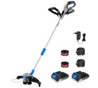 Debrouissalleuses Batterie : DEKOPRO 20V Tondeuse électrique sans balais pour Herbes, 30 cm, 2 en 1 Tondeuse de Gazon et Bordeuse, 2 Batteries, Chargeur, Alimentation Automatique de Fil