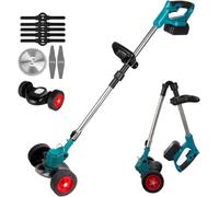 Débroussailleuse à batterie 21 V - Tondeuse électrique à hauteur réglable, débroussailleuse de jardin sans fil à batterie, débroussailleuse électrique pliable, pour gazon et jardin (2 x 12 000 mAh