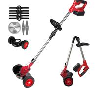 Débroussailleuse à batterie 21 V - Tondeuse électrique à hauteur réglable, débroussailleuse de jardin sans fil à batterie, débroussailleuse électrique pliable, pour gazon et jardin (2 x 12 000 mAh