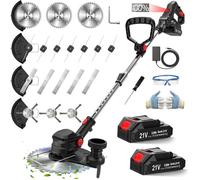 Débroussailleuse à Batterie 21V 850W Max,Coupe-Bordure sans Fil avec Écran LCD(0-100%)Rotofil avec 2 Batteries 2Ah,Brosse en Acier
