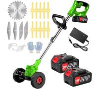 DéBroussailleuse à Batterie Electrique 21V Coupe Bordure sans Fil avec Batterie&Trois Types De Lames& Faible Bruit La Longueur Peut être ajustée pour Jardin, Pelouse, Ferm