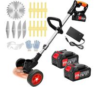 DéBroussailleuse à Batterie Electrique 21V Coupe Bordure sans Fil avec Batterie&Trois Types De Lames& Faible Bruit La Longueur Peut être ajustée pour Jardin, Pelouse, Ferme