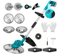 Débroussailleuse à Batterie Electrique Compatible avec Makita 18 V, Coupe Bordure sans Fil 4 Types De Lames Poignée Télescopique à Faible Bruit Taille Bordure Convient pour Jardin, Ferme, Pelouse