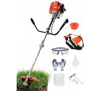 Débroussailleuse à essence 2 en 1 52 cc avec lame 3T et tête de débroussailleuse à essence - Outil de jardin pour herbe longue, mauvaises herbes, ronces, lignes de clôture, chemins, bords - Rouge