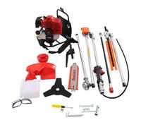 Débroussailleuse à essence 52 cc 2,3 HP 2 temps 4 en 1 Tondeuse à gazon refroidie par air 1 cylindre Tondeuse à gazon Sac à dos Débroussailleuse à essence Taille-haie multifonction avec jeu d'outils