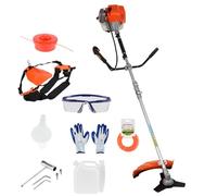 Débroussailleuse à essence 52 cc, débroussailleuse à 2 temps avec lame et bandoulière, débroussailleuse sans fil, désherbeur portable, idéal pour l'entretien du jardin, orange