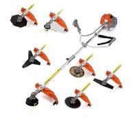Débroussailleuse à essence multifonction 52 cc, moteur 2 temps, 3,5 CV avec 7 accessoires de coupe, guidon double, harnais et kit d'outils pour jardin et mauvaises herbes