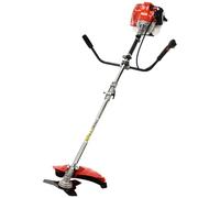 Débroussailleuse à gaz, moteur 2 temps 52 cc avec tige droite et système anti-vibration, débroussailleuse à dos, livrée avec accessoire taille-haie, pour travaux de cour et aménagement paysager, rouge