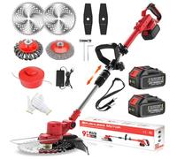 Débroussailleuse avec batterie et brosse anti-mauvaises herbes, 21 V, pour batteries Makita, avec 2 batteries de 4,0 Ah et chargeur, 5 types de lames, tête rotative à 90°, télescopique, réglable, pour