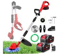 Débroussailleuse/Coupe-bordures électrique sans fil, Manche télescopique - ONEVAN - 2X 3AH Batteries