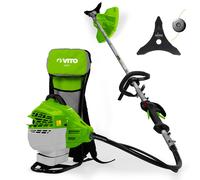 VITO - Débroussailleuse Thermique 47cm³ Coupe 25cm + Lame et fil nylon Réservoir 1L Autonomie 1h30 port dorsal