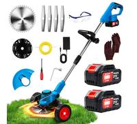 Debroussailleuse Electrique 21V Coupe Bordure sans Fil avec Batterie 4.0AH et 3 Types De Lames Débroussailleuse à Batterie Diamètre de Coupe 20cm Légère à Faible Bruit pour Jardin Élagage