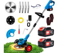 Debroussailleuse Electrique 21V Coupe Bordure sans Fil avec Batterie 4.0AH et 3 Types De Lames Débroussailleuse à Batterie Diamètre de Coupe 20cm Légère à Faible Bruit pour Jardin Élagage