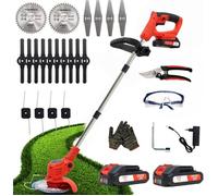 Débroussailleuse électrique pliable 21V, 2 batteries, 4 lames, triple poignée, pelouse et terres agricoles