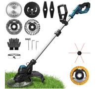 Debroussailleuse Electrique Sans Fil 14800RPM 980W Réglable à 100-140cm, Coupe-Bordures Brushless 7 Lames, pour Makita 18V Batt