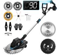 Debroussailleuse Electrique Sans Fil 16800RPM 1200W Réglable à 90°/100-140cm Coupe-Bordures Brushless +7 Lames pour Makita 18V Batt