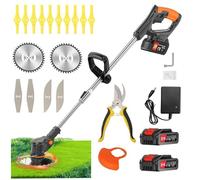 Debroussailleuse Electrique sans Fil 21V 2.0Ah ， 2 Batterie et3 Types De Lames, Coupe Bordure sans Fil avec Batterie ，Debrouissalleuses Batterie Convient pour tondre Les Jardins