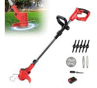 Débroussailleuse Électrique sans Fil 21V - avec 1 Batteries 1300mAh & Lames, Débroussailleuse à Gazon Pliable, Moteur Amélioré et Poignée Réglable pour Jardin, Pelouse et Terrain (1 Batterie)