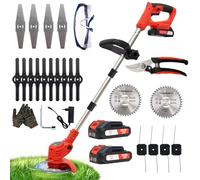 Débroussailleuse Electrique sans Fil 21V, avec 2 pièces Batterie et 4 Types de Lames Débroussailleuse à Gazon sans balais,légères et à Faible Bruit,pour Jardin Élagage,Pelouses et Terres Agricoles