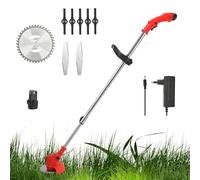 Debroussailleuse Electrique sans Fil, 21V Coupe Bordure, avec 1 Batterie et Chargeur Taille Bordure, avec 3 Types de Lames pour la Coupe de Jardin Pelouses et Terres Agricoles (C)