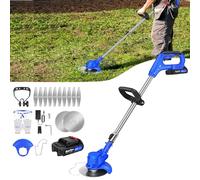 Débroussailleuse Electrique sans Fil, 21V Coupe Bordure avec Batterie et Lames, Coupe Bordure sans Fil, Débroussailleuse à Batterie pour la Coupe de Jardin, Pelouses et Terres Agricoles, Bleu