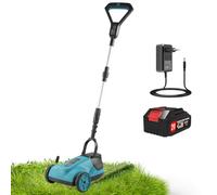 Debroussailleuse Electrique sans Fil 21V, Coupe Bordure sans Fil avec 1 Batterie, DéBroussailleuse Batterie avec Poignée Réglable, roulettes Amovibles, Debrouissalleuses Batterie pour Jardin