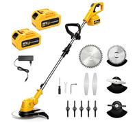 Debroussailleuse Electrique sans Fil 21V, Coupe Bordure sans Fil avec 2 Batteries de 4,0 Ah et Chargeur, 3 Types Lames, Longueur Réglable, Débroussailleuse à Batterie pour Jardin Élagage