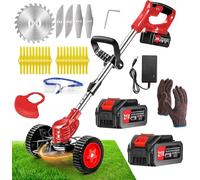 Debroussailleuse Electrique sans Fil 21V, Coupe Bordure sans Fil avec Batterie 4.0Ah et 3 Types de Lames, Débroussailleuses Electrique Batterie pour la Coupe de Jardin, Pelouses et Terres Agricoles