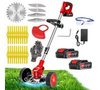 Debroussailleuse Electrique sans Fil 21V, Coupe Bordure sans Fil avec Batterie 4.0Ah et 3 Types de Lames, Débroussailleuses Electrique Batterie pour la Coupe de Jardin, Pelouses et Terres Agricoles