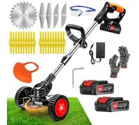 Debroussailleuse Electrique sans Fil 21V, Coupe Bordure sans Fil avec Batterie et 4 Types de Lames, Débroussailleuses Electrique Batterie pour la Coupe de Jardin, Pelouses et Terres Agricoles