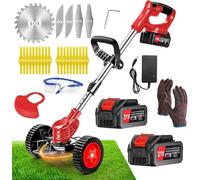 Debroussailleuse Electrique sans Fil 21V, Coupe Bordure sans Fil avec Batterie et 4 Types de Lames, Débroussailleuses Electrique Batterie pour la Coupe de Jardin, Pelouses et Terres Agricoles