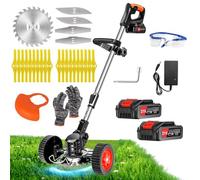 Debroussailleuse Electrique sans Fil 21V, Coupe Bordure sans Fil avec Batterie et 4 Types de Lames, Débroussailleuses Electrique Batterie pour la Coupe de Jardin, Pelouses et Terres Agricoles