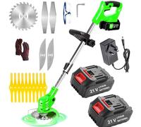 Debroussailleuse Electrique sans Fil 21V, Coupe Bordure sans Fil avec Batterie et 4 Types de Lames, Débroussailleuses Electrique Batterie pour la Coupe de Jardin, Pelouses et Terres Agricoles