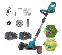 Débroussailleuse Électrique sans Fil 21V, Débroussailleuse À Batterie 4000W, 36000 TR/Min, 3 Types De Lames, Diamètre De Coupe 12 Cm, pour Tailler Les Cultures, Les Arbustes Et Les Mauvaises Herbes