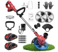 Debroussailleuse Electrique sans Fil, 3 en 1 Coupe Borduresans Fil Rotofil Débroussailleuse Batterie avec 2 Batteries 1.5 Ah, TêTe Pivotante 90°, PoignéE TéLescopique pour Jardin Pelouse DéSherbage