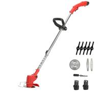 Debroussailleuse Electrique sans Fil avec Batterie, 12 v Coupe Bordure sans Fil Outillage De Jardin Motorisé avec 3 Types De Lames pour La Coupe De Jardin Pelouses Et Terres Agricoles (2 Batterie)