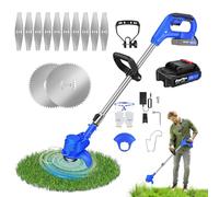 Débroussailleuse électrique sans fil avec batterie de 3,0 Ah, avec 2 types de lames, moteur sans balais, débroussailleuse électrique pour jardin, coupe