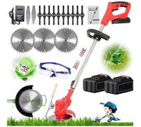 Débroussailleuse électrique sans fil avec lames de 36 V - Avec batterie et chargeur - Lame en métal robuste - Réglable et A365