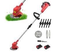 Debroussailleuse Electrique sans Fil, Coupe Bordure sans Fil avec 2 Batterie, avec 3 Types De Lames, 21V 850W Coupe Bordure, 90-125cm Réglable, Rétractable Léger pour la Coupe de Jardin Pelouse Terre