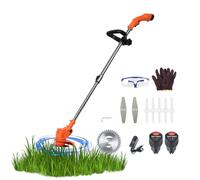 Débroussailleuse électrique sans Fil, Coupe Bordures Batterie 12v Rechargeable, Tondeuse à Gazon portative télescopique, Weed Eater électrique Jardin, Coupe Herbe Manuel Puissant (Orange)