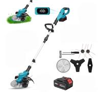 Debroussailleuse Electrique sans Fil pour Makita 18V, 9 Pouces Débroussailleuse à Gazon Pliable avec 4 Types de Lames, réglable à 90°, Debrouissalleuses Batterie pour Jardin Élagage (1* Batterie)