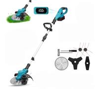 Debroussailleuse Electrique sans Fil pour Makita 18V, 9 Pouces Débroussailleuse à Gazon Pliable avec 4 Types de Lames, réglable à 90°, Debrouissalleuses Batterie pour Jardin Élagage (sans Batterie)